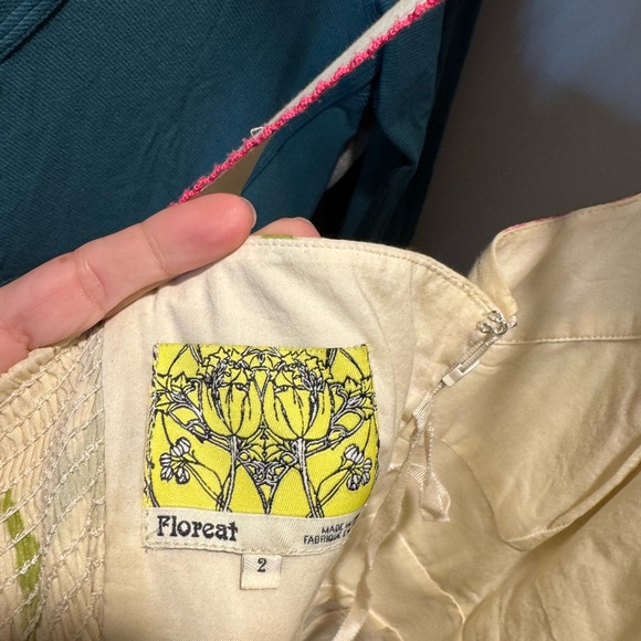 Anthropologie Floreat Morning Stroll Cat Dress Fit Flare Floral Smocked Retro 2 - Picture 4 of 4